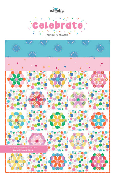 Image of the Celebrate Storyboard by Sue Daley for Riley Blake Designs. Features abstract geometric designs. 
Cute Little Fabric Shop