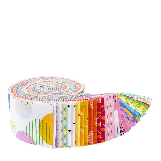 Image of the Celebrate Rolie Polie by Sue Daley for Riley Blake Designs. Features abstract geometric designs. 
Cute Little Fabric Shop