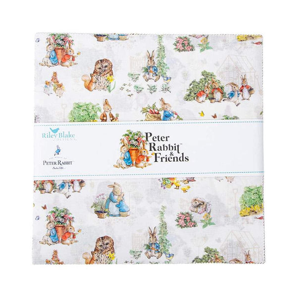 Image of the Peter Rabbit and Friends 10 Inch stacker by Beatrix Potter for Riley Blake Designs. Features animals on various backgrounds. 
Cute Little Fabric Shop