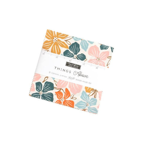 Image of the Things Above charm pack with quilting cotton fabric by Fancy That Design House for Moda Fabrics. Features floral fabrics. 
Cute Little Fabric Shop