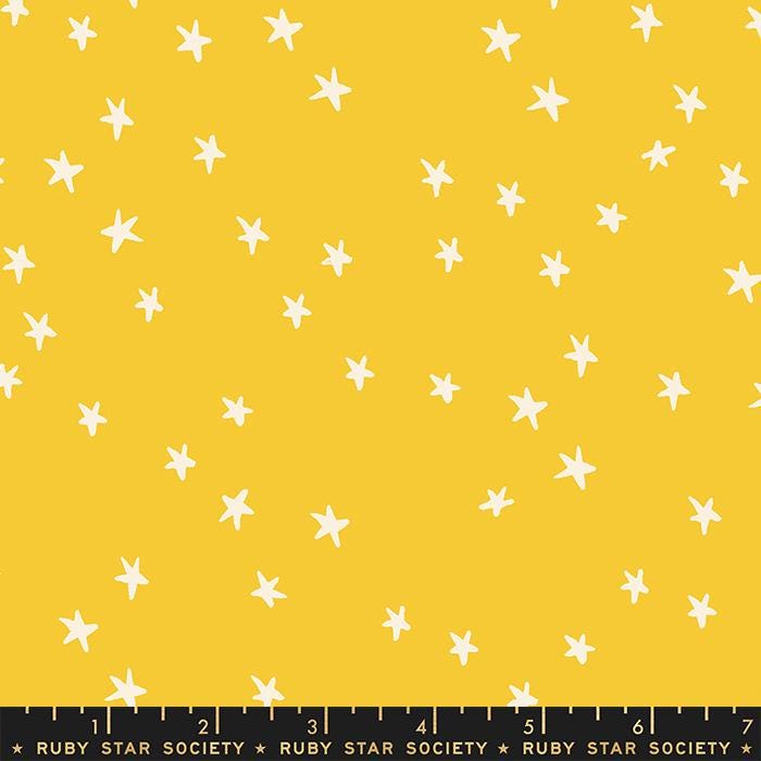 Image of the Starry Blenders Star Yellow quilting cotton fabric by Alexia Abegg for Moda Fabrics. Features small scattered stars on a yellow background. Cute Little Fabric Shop