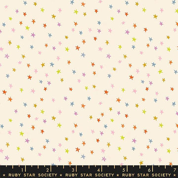Image of the Starry Blenders Star Cream quilting cotton fabric by Alexia Abegg for Moda Fabrics. Features small scattered stars on a cream background. Cute Little Fabric Shop