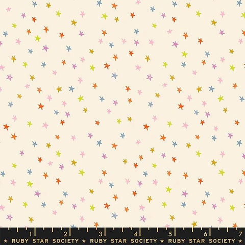 Image of the Starry Blenders Star Cream quilting cotton fabric by Alexia Abegg for Moda Fabrics. Features small scattered stars on a cream background. Cute Little Fabric Shop