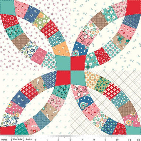 SALE Home Town Wedding Print CH13600 by Riley Blake Designs - Cheater Print PRINTED Double Wedding Ring - Lori Holt - Quilting Cotton Fabric
