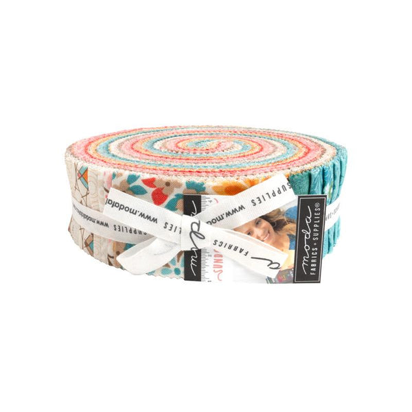 Image of the Sunday Brunch honey bun by BasicGrey for Moda Fabrics. Features floral fabric with floral patterns. 
Cute Little Fabric Shop