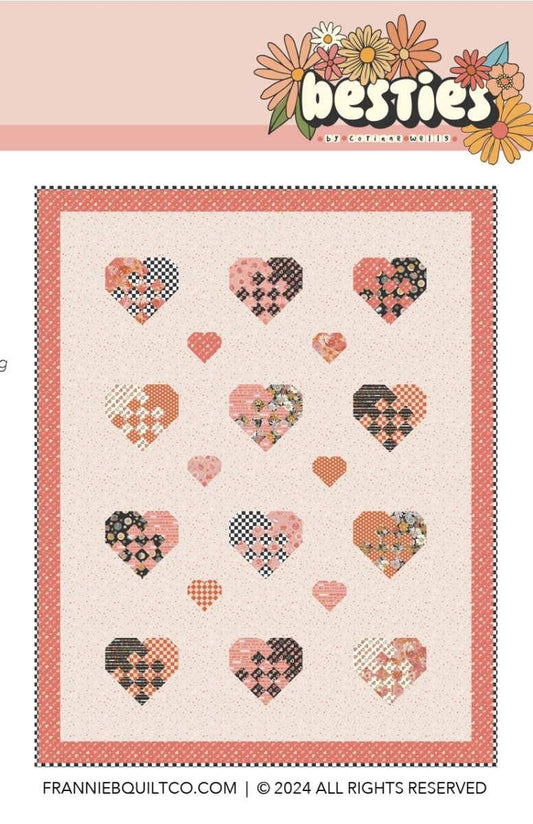 Image of the Holding Hearts quilt pattern by Frannie B Quilting Co for Riley Blake Designs. Features hearts on a quilt. 
Cute Little Fabric Shop