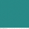 Image of the Swiss Dot Teal quilting cotton fabric by Riley Blake Designs. Features a turquoise blue fabric with small dots. 
Cute Little Fabric Shop