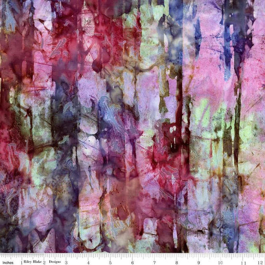 Image of the Expressions Batiks Express Yourself! Abstract Garden Party quilting cotton fabric by Riley Blake Designs. Features an abstract pattern on a multicolored background. 
Cute Little Fabric Shop