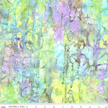 Image of the Expressions Batiks Express Yourself! Abstract Lilac Mint quilting cotton fabric by Riley Blake Designs. Features an abstract pattern on a green background. 
Cute Little Fabric Shop