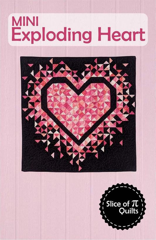 Image of the Mini Exploding Heart quilting cotton fabric by Slice of Pi Quilts for Riley Blake Designs. Features a heart pattern on a black pattern.
Cute Little Fabric Shop