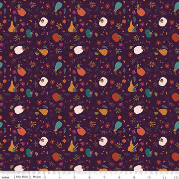 Little Witch Pumpkin Patch Purple Halloween Fabric - C14563 Riley Blake Quilting Cotton Fabric