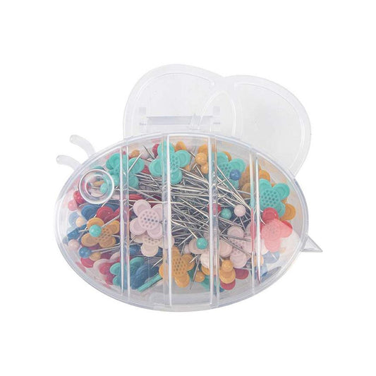 Image of the Lori Holt Sewing Pretty Pins™ notion by Riley Blake Designs. Features pins in a clear plastic case. 
Cute Little Fabric Shop