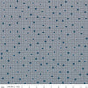 Image of the Wide Back Serenity Blues Gemstones Navy quilting cotton fabric by Rachel Erickson for Riley Blake Designs. Features squares on a gray background. 
Cute Little Fabric Shop