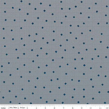 Image of the Wide Back Serenity Blues Gemstones Navy quilting cotton fabric by Rachel Erickson for Riley Blake Designs. Features squares on a gray background. 
Cute Little Fabric Shop