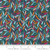 Image of the Things Above Leafscape Deep Sea quilting cotton fabric by Fancy That Design House for Moda Fabrics. Features leaves on a blue background. Cute Little Fabric Shop