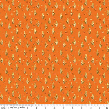 SALE Fall's in Town Corn C13514 Orange - Riley Blake Designs - Thanksgiving Autumn Corn on the Cob - Quilting Cotton Fabric