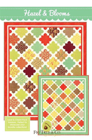 Image of the Hazel & Blooms quilt pattern by Fig Tree & Co for Moda Fabrics. Features a quilt. 
Cute Little Fabric Shop