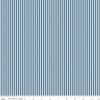 Image of the 1/8 Inch Stripe on Ivory Coastal Blue quilting cotton fabric by Riley Blake Designs. Features ivory and blue stripes. 
Cute Little Fabric Shop
