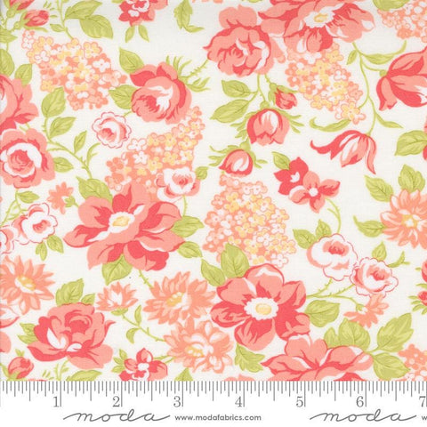 Image of the Portofino Florals Cloud quilting cotton fabric by Fig Tree Co for Riley Blake Designs. Features flowers on a cloud background. Cute Little Fabric Shop