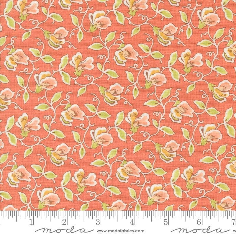 Image of the Portofino Sweet Pea Gelato quilting cotton fabric by Fig Tree Co for Riley Blake Designs. Features flowers on a pink background. Cute Little Fabric Shop