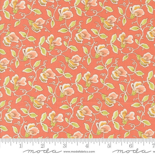Image of the Portofino Sweet Pea Gelato quilting cotton fabric by Fig Tree Co for Riley Blake Designs. Features flowers on a pink background. Cute Little Fabric Shop