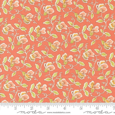 Image of the Portofino Sweet Pea Gelato quilting cotton fabric by Fig Tree Co for Riley Blake Designs. Features flowers on a pink background. Cute Little Fabric Shop