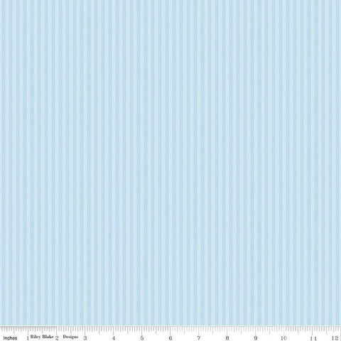 Image of the 1/8 Inch Tonal Stripe Boy Blue quilting cotton fabric by Riley Blake Designs. Features tone on tone blue stripes. 
Cute Little Fabric Shop