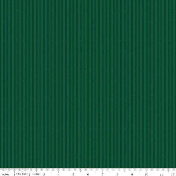 Image of the 1/8 Inch Tonal Stripe Christmas quilting cotton fabric by Riley Blake Designs. Features tone on tone green stripes. 
Cute Little Fabric Shop