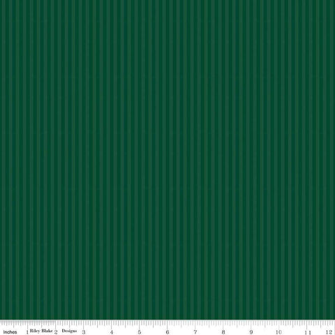 Image of the 1/8 Inch Tonal Stripe Christmas quilting cotton fabric by Riley Blake Designs. Features tone on tone green stripes. 
Cute Little Fabric Shop