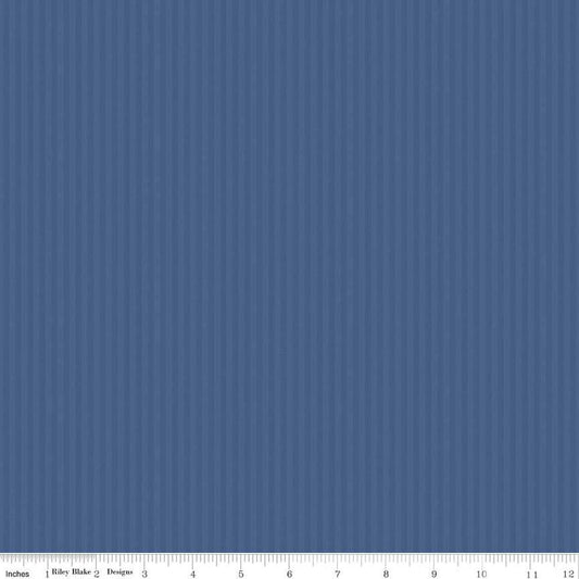 Image of the 1/8 Inch Tonal Stripe Denim quilting cotton fabric by Riley Blake Designs. Features tone on tone blue stripes. 
Cute Little Fabric Shop
