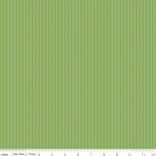 Image of the 1/8 Inch Tonal Stripe Green quilting cotton fabric by Riley Blake Designs. Features tone on tone green stripes. 
Cute Little Fabric Shop