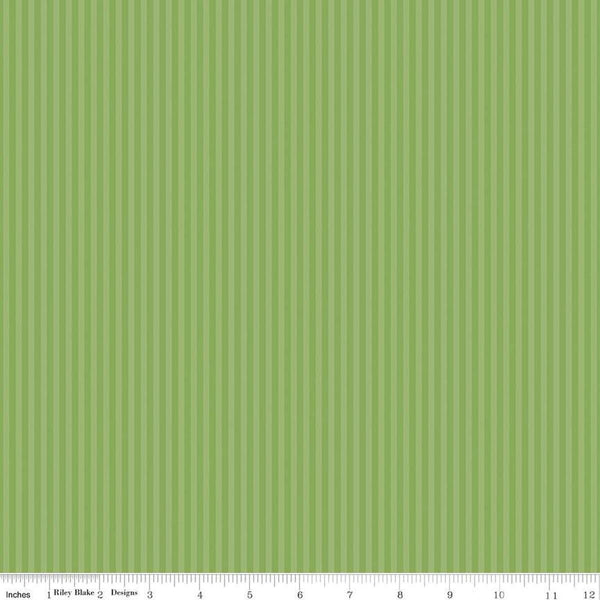 Image of the 1/8 Inch Tonal Stripe Green quilting cotton fabric by Riley Blake Designs. Features tone on tone green stripes. 
Cute Little Fabric Shop