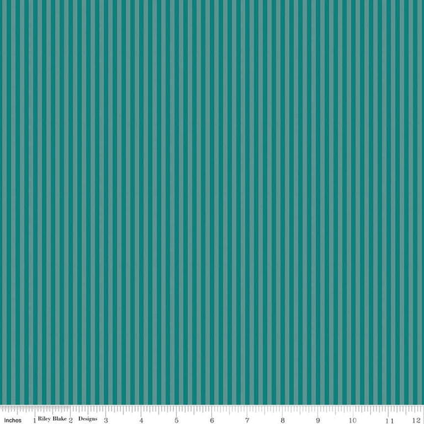 Image of the 1/8 Inch Tonal Stripe Teal quilting cotton fabric by Riley Blake Designs. Features tone on tone teal stripes. 
Cute Little Fabric Shop