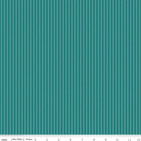 Image of the 1/8 Inch Tonal Stripe Teal quilting cotton fabric by Riley Blake Designs. Features tone on tone teal stripes. 
Cute Little Fabric Shop