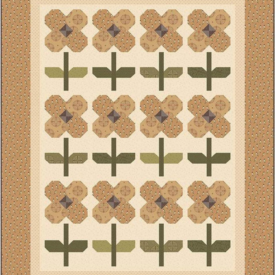 Image of the Pocket Full of Posies quilt pattern by Laugh Yourself Into Stitches by Riley Blake Designs. Features flowers with monochrome brown colors.
Cute Little Fabric Shop