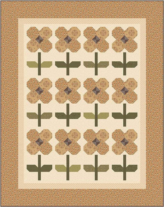 Image of the Pocket Full of Posies quilt pattern by Laugh Yourself Into Stitches by Riley Blake Designs. Features flowers with monochrome brown colors.
Cute Little Fabric Shop