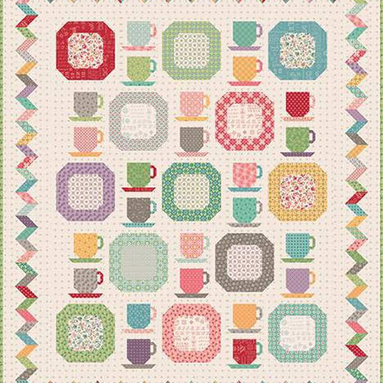 Image of the Vintage Dishes quilt kit by Lori Holt for Riley Blake Designs. Features vintage dishware on a quilt. 
Cute Little Fabric Shop