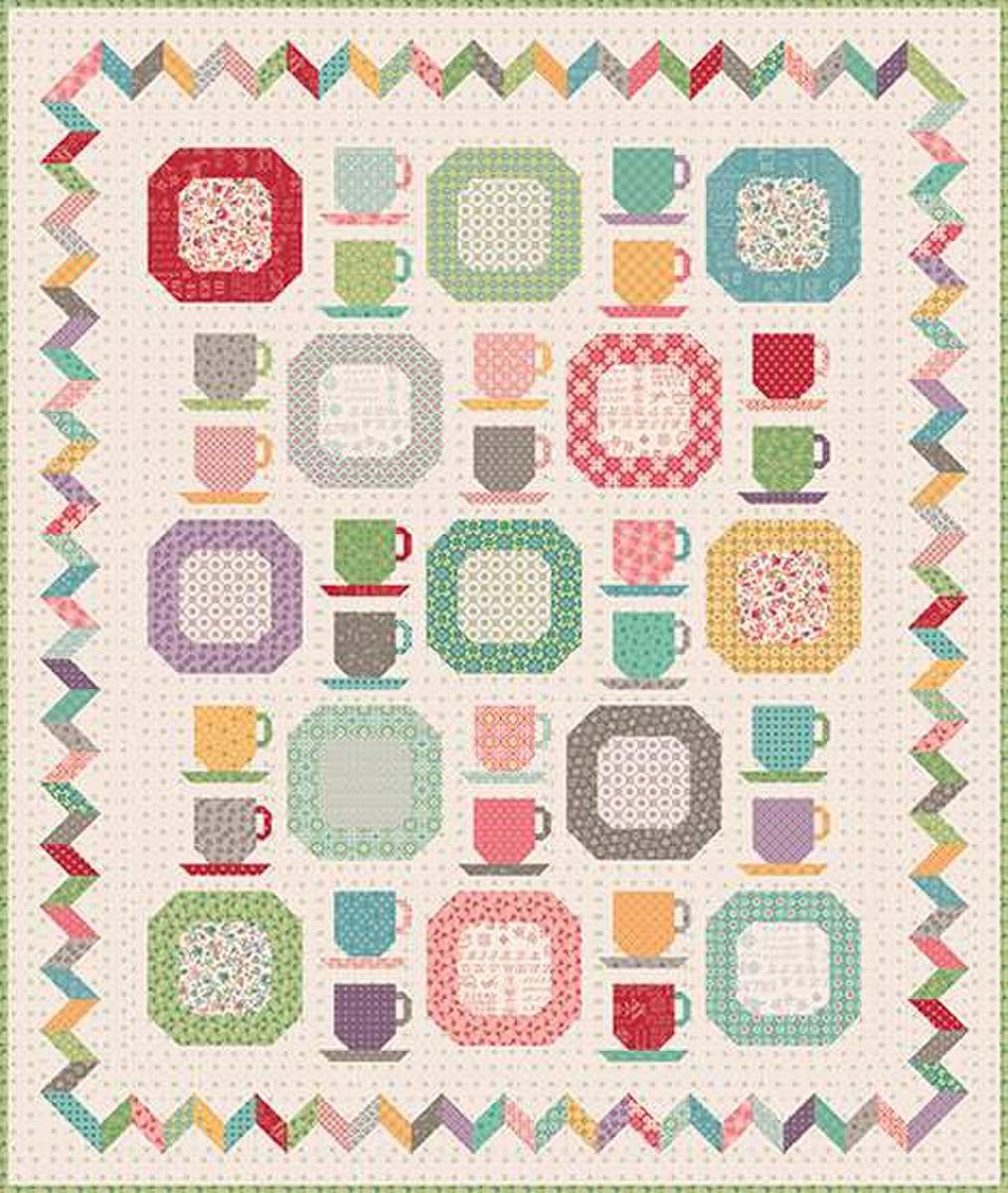 Image of the Vintage Dishes quilt kit by Lori Holt for Riley Blake Designs. Features vintage dishware on a quilt. 
Cute Little Fabric Shop