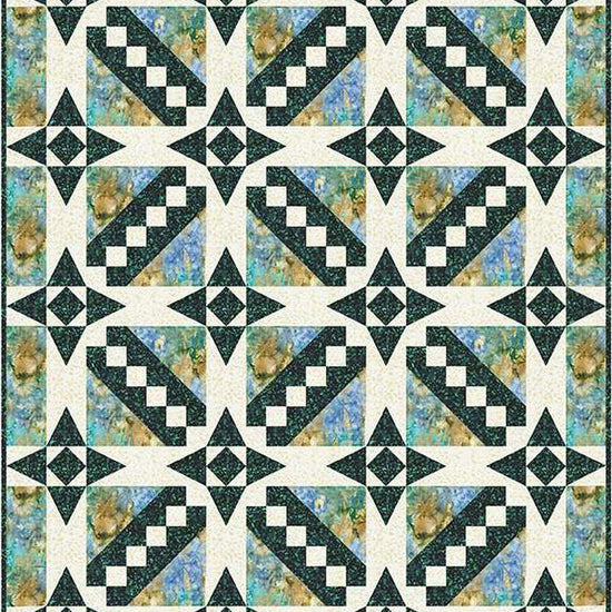 Image of the Dear Eliza Quilt Pattern by Black Cat Creations. Features star patterns on a quilt. 
Cute Little Fabric Shop