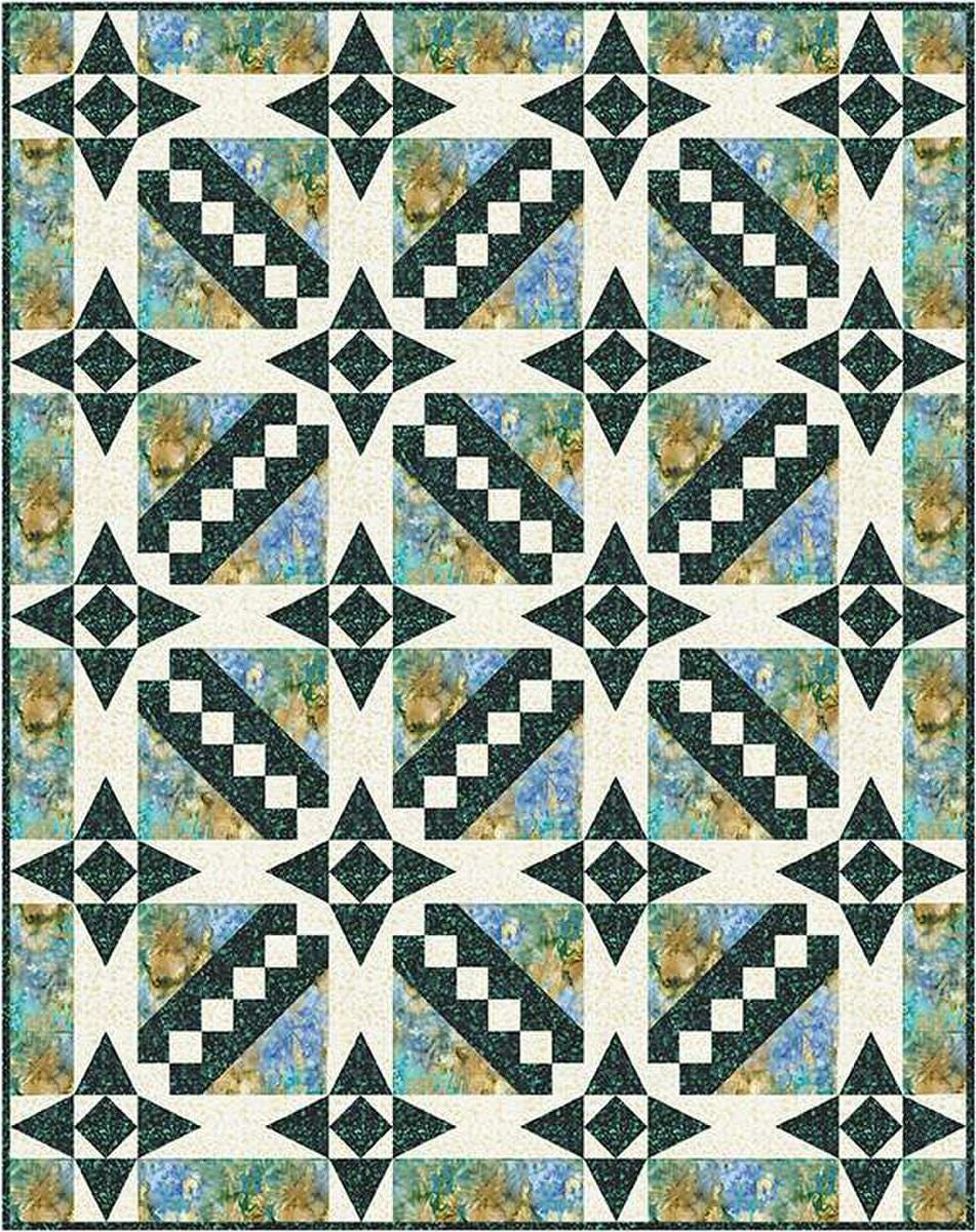 Image of the Dear Eliza Quilt Pattern by Black Cat Creations. Features star patterns on a quilt. 
Cute Little Fabric Shop