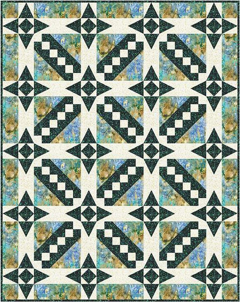 Image of the Dear Eliza Quilt Pattern by Black Cat Creations. Features star patterns on a quilt. 
Cute Little Fabric Shop
