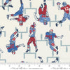 Image of the Play Ball Players Chalk quilting cotton fabric by Moda Fabrics. Features novelty football players scattered on a cream background. 
Cute Little Fabric Shop