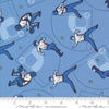 Image of the Play Ball Home Run Sky quilting cotton fabric by Moda Fabrics. Features novelty baseball players scattered on a blue background. 
Cute Little Fabric Shop