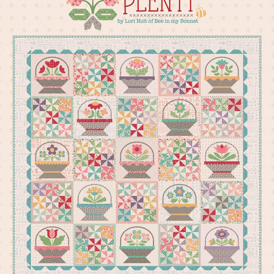 Image of the Piece and Plenty Storyboard by Lori Holt for Riley Blake Designs. Features many colors of fabrics with various patterns. 
Cute Little Fabric Shop