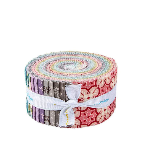 Image of the Piece and Plenty Rolie Polie by Lori Holt for Riley Blake Designs. Features many colors of fabrics with various patterns. 
Cute Little Fabric Shop