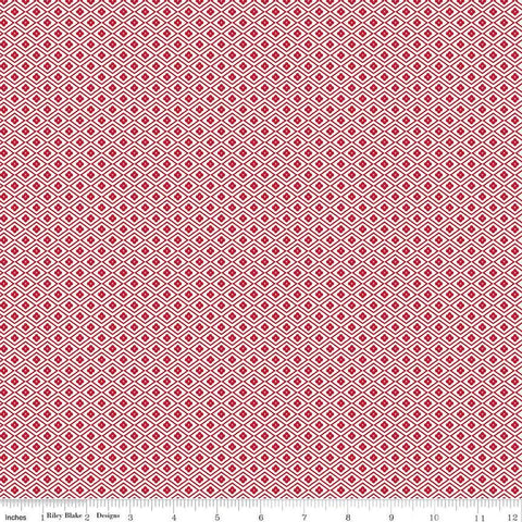 Image of the Red Delicious Passionfruit Cloud
 quilting cotton fabric by Riley Blake Designs. Features a grid of blossom-filled diamonds on a cream background. 
Cute Little Fabric Shop