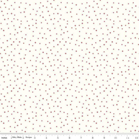 Image of the Red Delicious Pomegranate Sorbet Cloud quilting cotton fabric by Riley Blake Designs. Features tiny scattered blossoms on a cloud background. 
Cute Little Fabric Shop