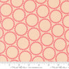 Image of the Love Letter Dots Pink Strawberries quilting cotton fabric by Lizzy House for Moda Fabrics. Features dotted circles on a pink background. Cure Little Fabric Shop