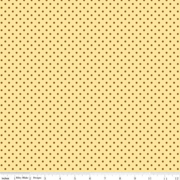 Image of the Pretty Kitty™ Polka Dot Yellow quilting cotton fabric by Doodlebug Design Inc for Riley Blake Designs. Features small paws on a yellow background. Cute Little Fabric Shop