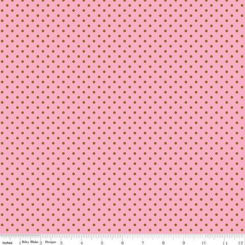 Image of the Pretty Kitty™ Polka Dot Pink quilting cotton fabric by Doodlebug Design Inc for Riley Blake Designs. Features small paws on a pink background. Cute Little Fabric Shop